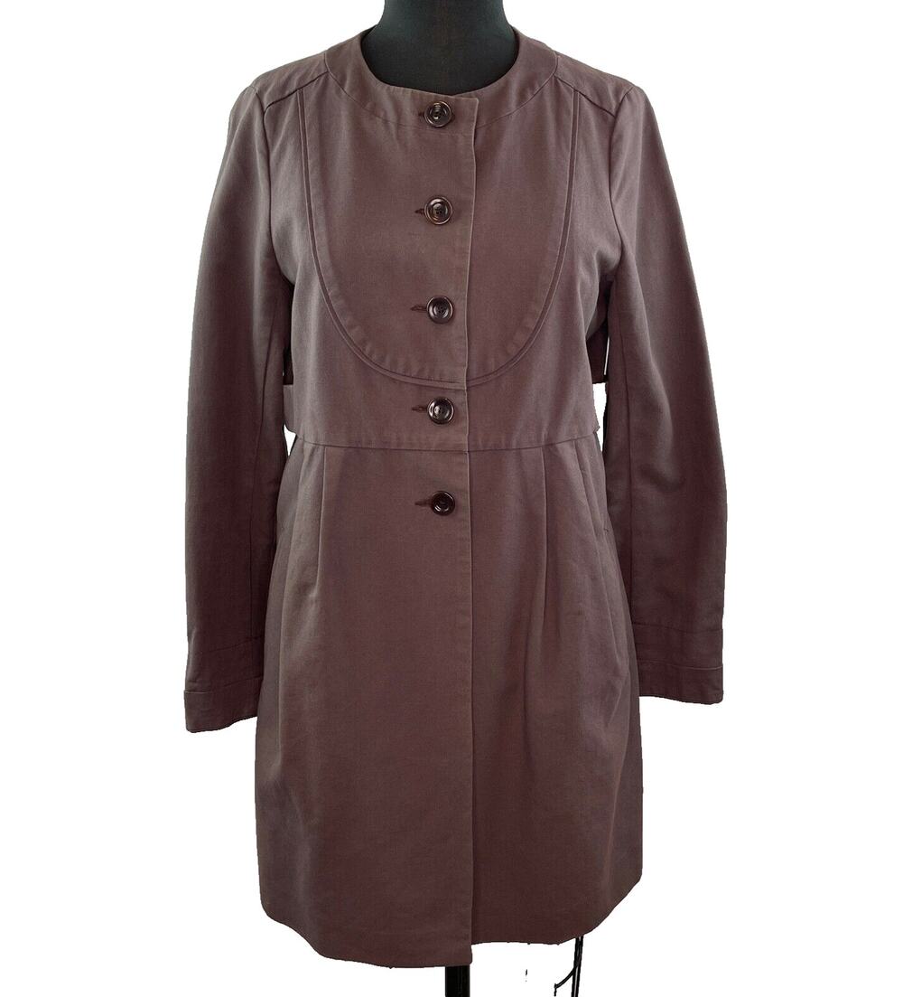 Comptoir Des Cotonniers Brown Cotton Button Up Style Fall Jacket Coat 40